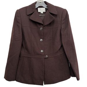 🌺 Vintage VALERIE STEVENS Brown Pure Wool- Lined Jacket Women’s Size 10